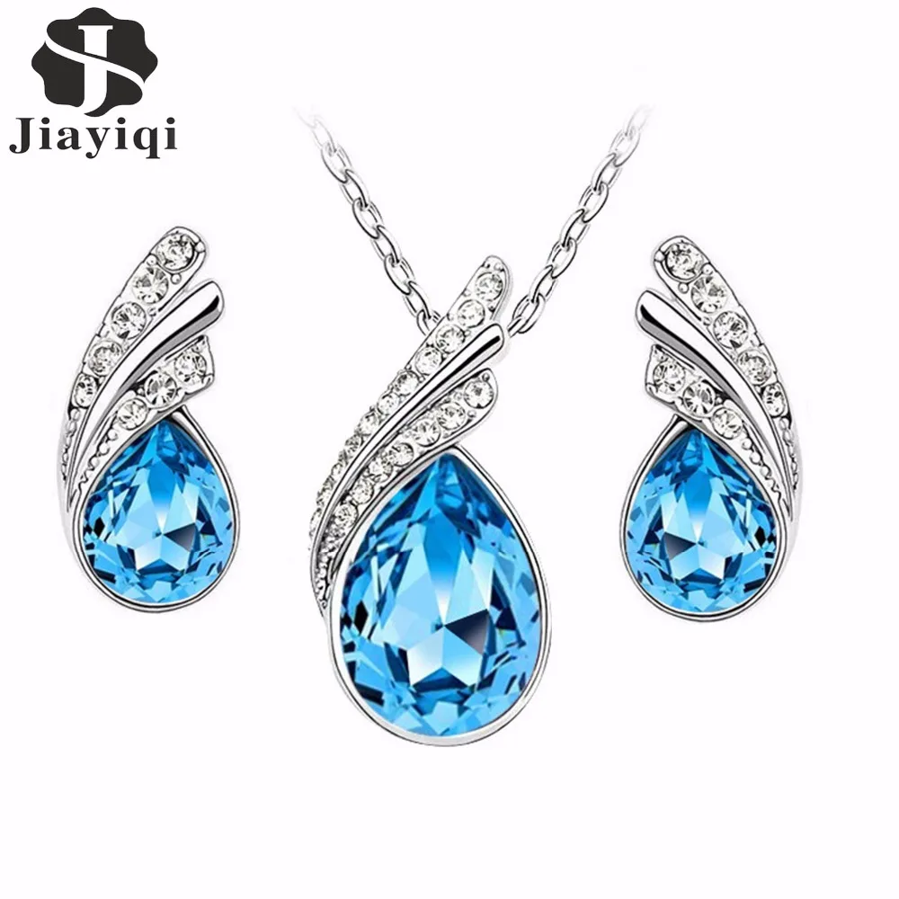 

Jiayiqi 2017 Austrian Crystal Jewelry Sets For Women Fashion Jewelry & Jewelry Silver color Bridal Wedding Jewelry Sets
