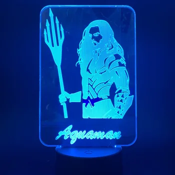 

Led Night Light American Superhero Film Marvel Aquaman Figure Usb Battery Powered Nightlight for Bedroom Decorative Desk Lamp