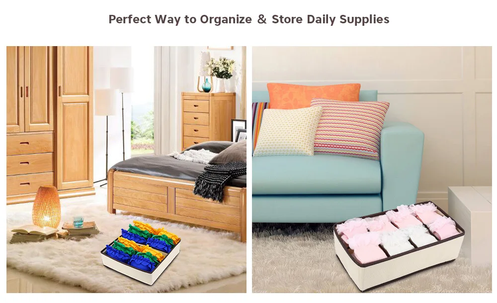 4pcs Collapsible Storage Boxes Bra Underwear Closet Organizer Divider Drawer