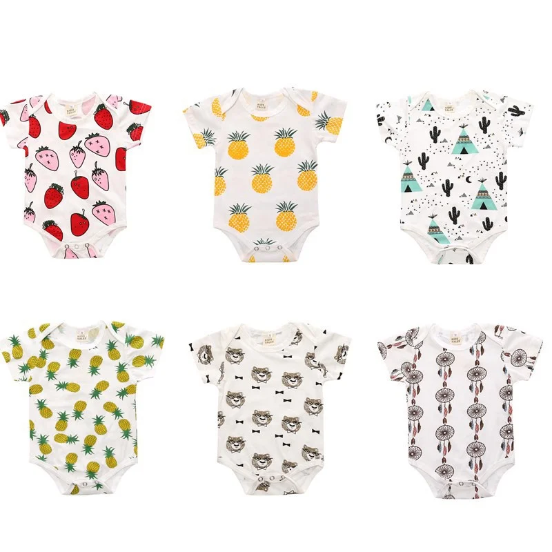 

Summer Newborn Romper Kids Baby Girl Boy Clothes short sleeve pineapple tent Romper Jumpsuit Outfits