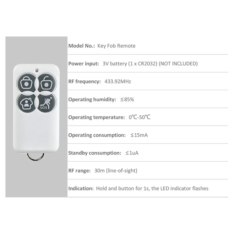 Broadlink S1C/ S1/ S2 Key Fob Remote Control Activate Select Sensors For S1 S1C SmartONE Home Alarm SOS Security Device
