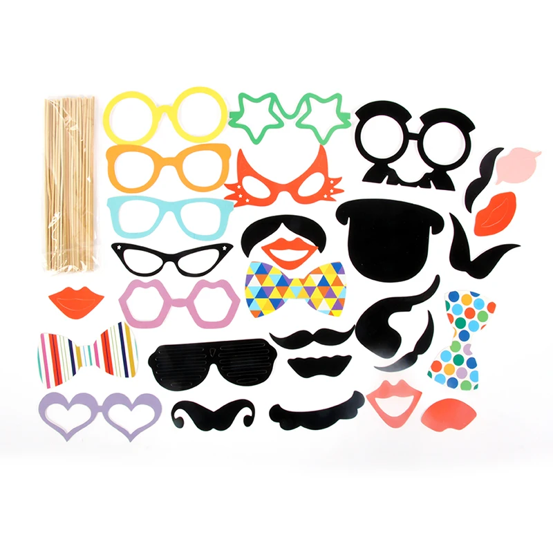 

DIY Party Masks Photo Booth Props Mustache On A Stick Wedding Party 31PCS/Set