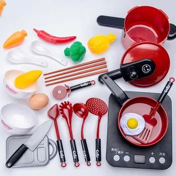 

Kids Kitchen Pretend Play Toys Cooking Set for Kids Role Play Games Girls Boys Toy Food Pan Model