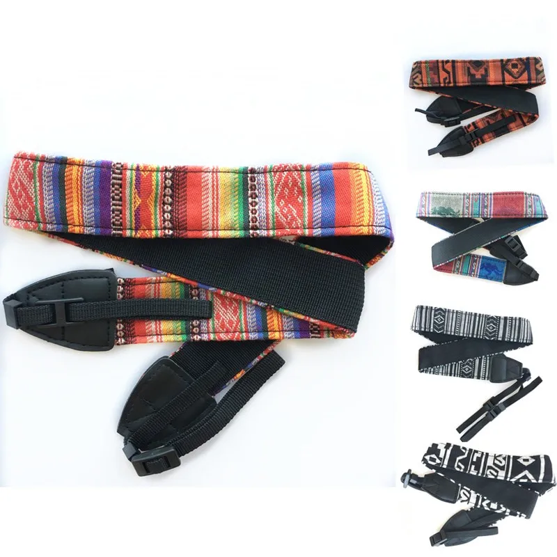 

HEONYIRRY 3 in 1 Retro Style Double Cotton Yard Colorful Pattern Camera Shoulder Neck Sling Hand Strap Belt For Canon Nikon Sony