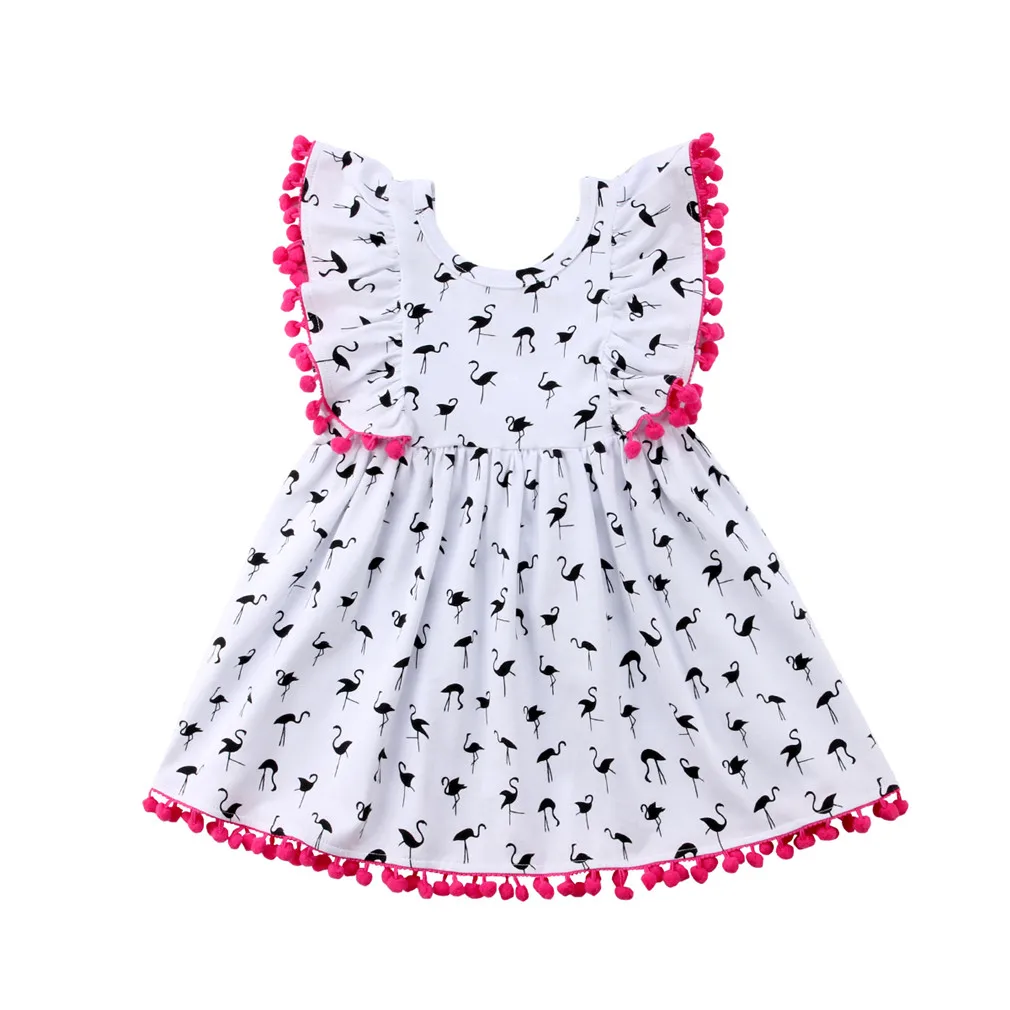 Toddler Kids Baby Girls Summer Flamingo Party Pageant Princess Dress Sundress