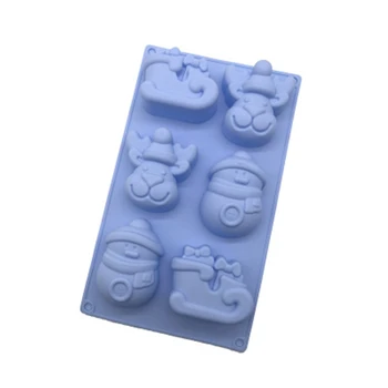 

Supply Silicone Mould 6 Even Elk Snowman Christmas Cake Soap Mold Resistant High Temperature Easy Demoulding High Quality KK206