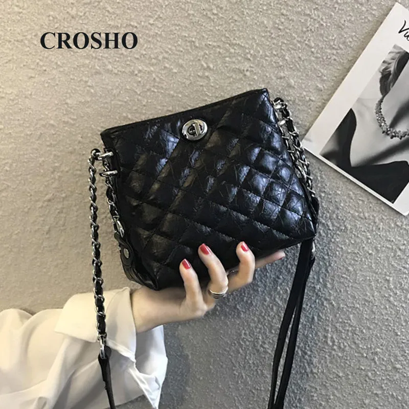 

CROSHO Slanted Straddle Bag with Single Shoulder Mini Square Braided Chain Bag