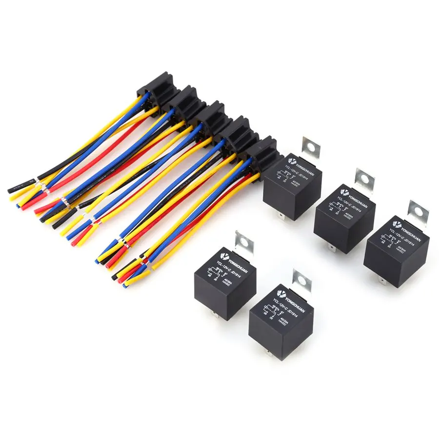 2 LOT SPDT 12VDC Auto Hi Current Plug in Relays 2 Sockets Wire Connectors FORD