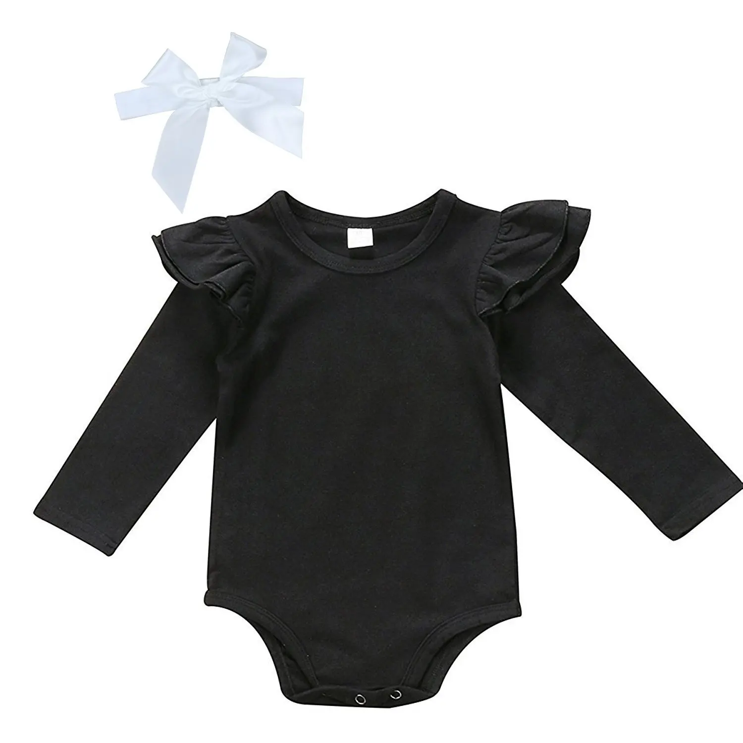 

Oklady Baby Girls Romper Long Butterfly Sleeve Jumpsuit 2Pcs Ruffled Romper Fly Sleeve Onesie
