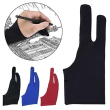 Перчатки для рисования художника для любого графического планшета черный 2 пальца противообрастающие как для правой, так и для левой руки черный свободный размер