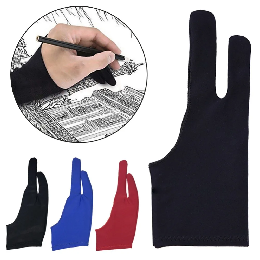 

Artist Drawing Glove For Any Graphics Drawing Tablet Black 2 Finger Anti-fouling Both for Right and Left Hand Black Free Size