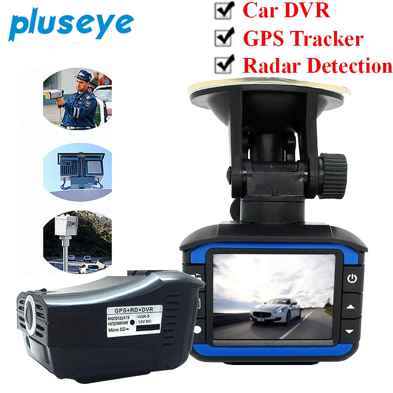 

pluseye 3 in 1 Car DVR Anti Radar Detector GPS tracker G-sensor senior full-band radar module dash cam free shipping