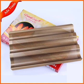

High Quality Gold Baguette Tray Carbon Steel French Cake Baguette Mold
