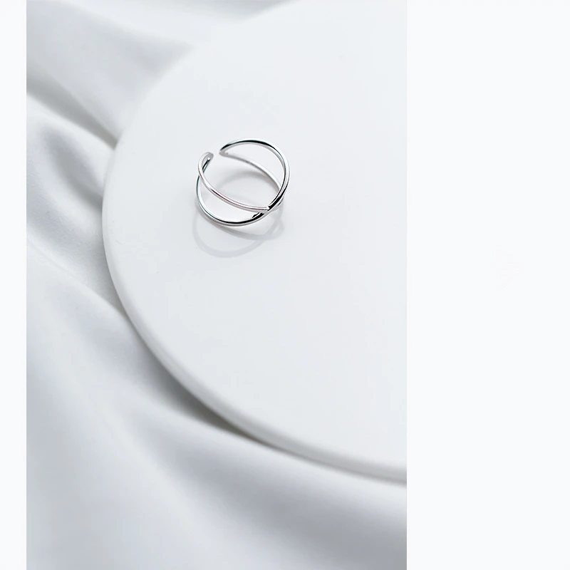 Genuine 925 Silver X Hollow Cross Open Ring Fashion Contracted Simple Adjustable Finger Jewelry For Women Girls Wholesale