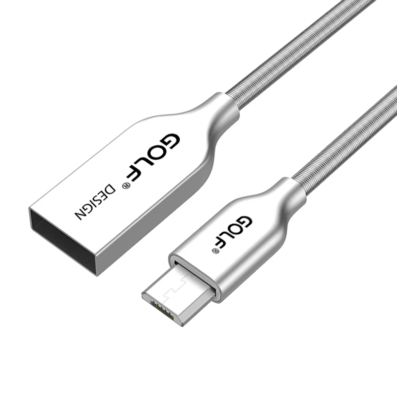 Гольф Micro USB кабель металлическая пружина быстрой зарядки Тип C синхронизации