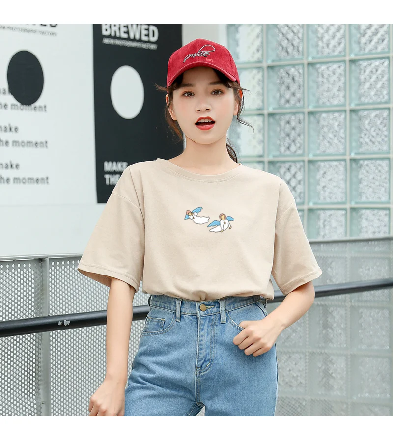Kawaii Angel Print Women T Shirt Casual Funny Cute Tops Streetwear Hipster Tumblr Female Harajuku Cotton T-Shirts Camiseta Mujer (15)