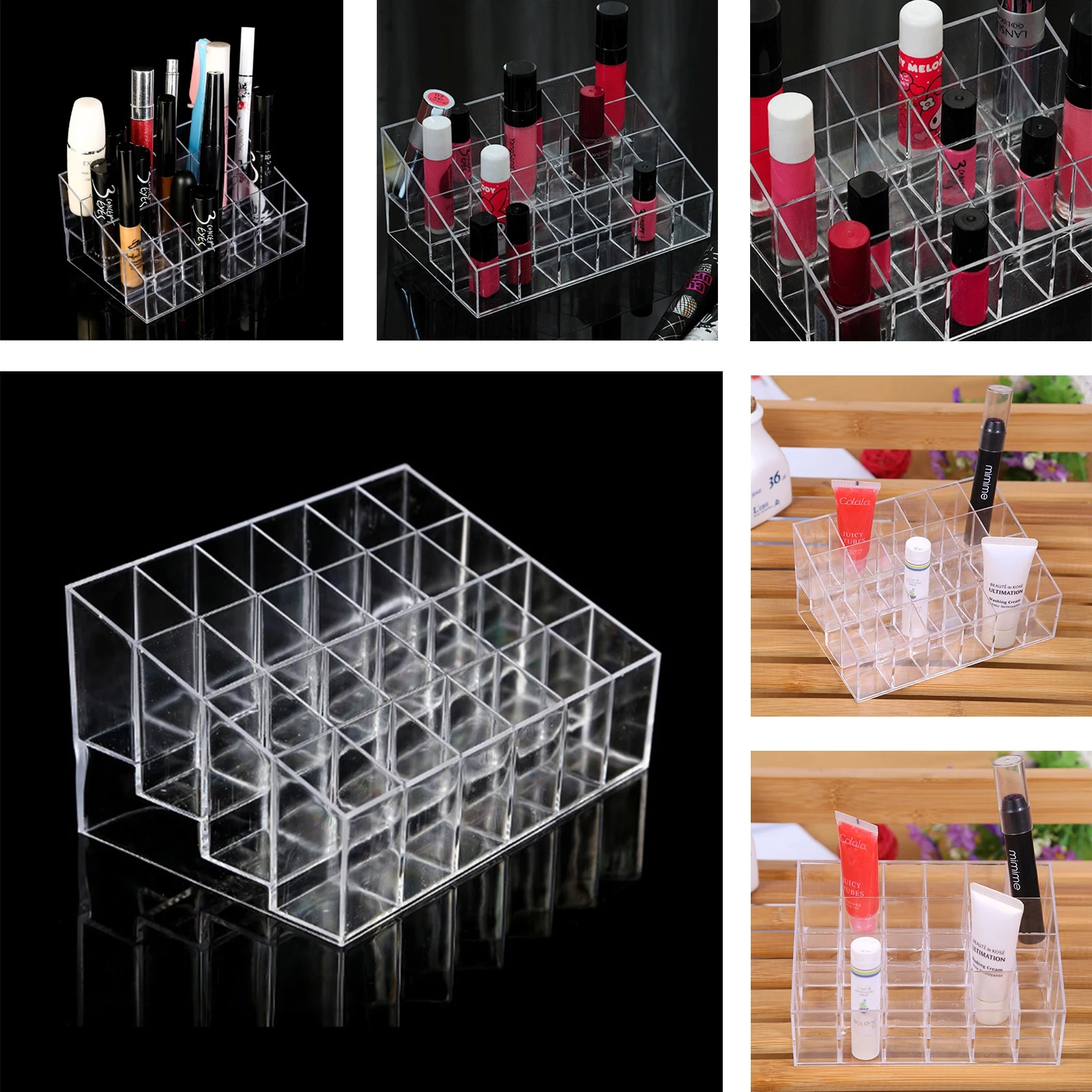 24 Lipstick Holder Display Stand Sundry Storage Clear Acrylic Cosmetic