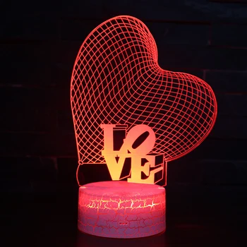 

2018 New Product 7 Color Change Shinning Love 3D Led Flashing Night Light