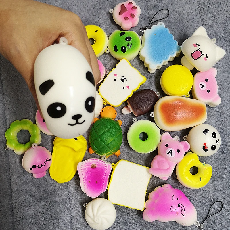 

10pcs Kawaii Jumbo Squishy Slow Rising Squeeze Bread DIY Phone Straps for iPhone X 10 6 7 8 Squishies Toy To Release Stress Gift