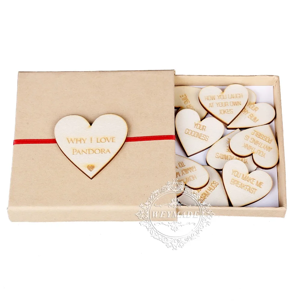 Персонализированные Гравированные деревянные сердца День матери Keepsake подарок 10 причин, почему я люблю вас особенная Подарочная коробка для мамы, мамы