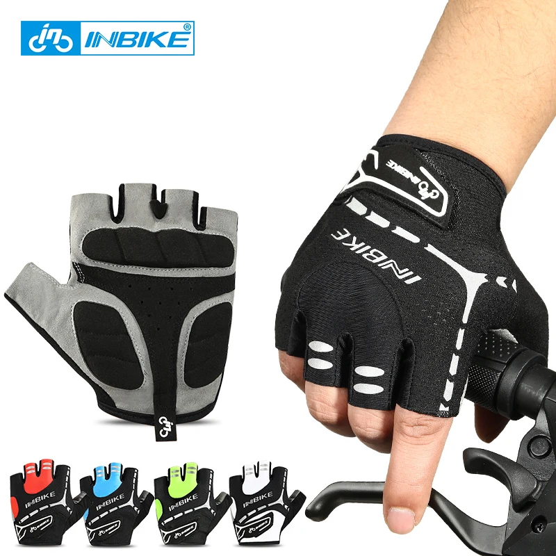 

INBIKE Reflective Summer Cycling Gloves Gel Half Finger Shockproof Sport Gym Gloves MTB Bicycle Bike Gloves for Men and Women