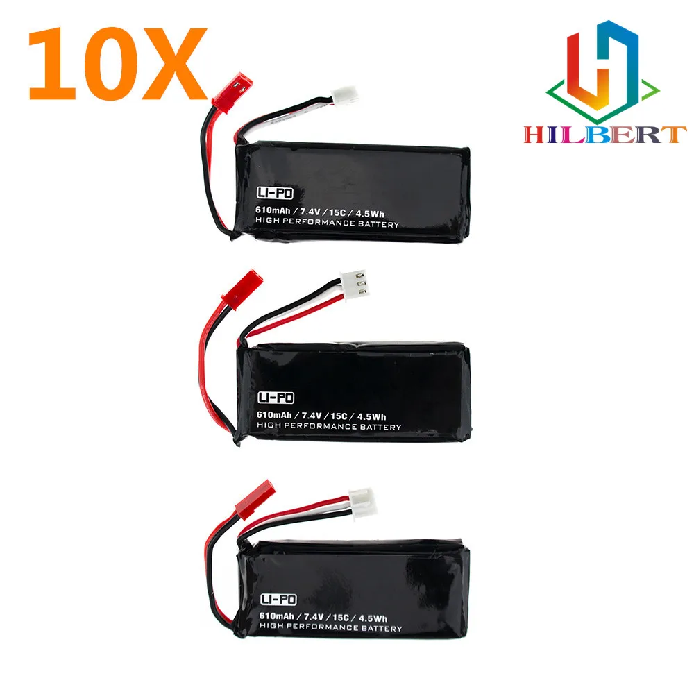 

10 20 30 50 pcs 7.4V 610mAh 15C Hubsan H502S lipo battery 4.5Wh JST plug For H502E rc Quadcopter drone Parts wholesales