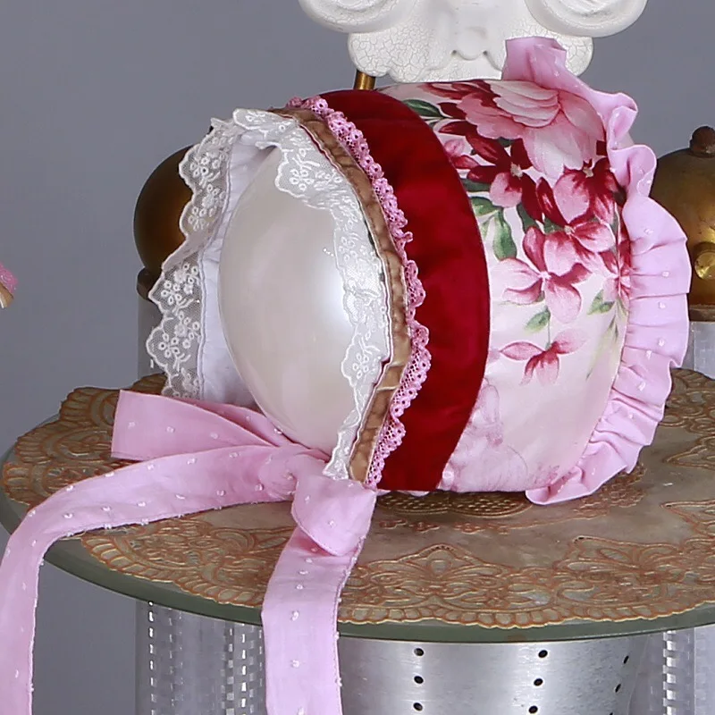 Осенне-зимнее винтажное испанское платье с длинными рукавами, 3 предмета платье принцессы с помпоном и цветочным рисунком платье для дня рождения в стиле Лолиты для девочек