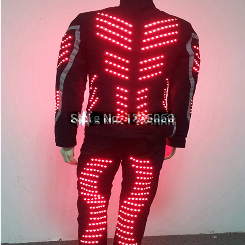 Free shipping mens light up LED tron costume  led light costume performance (2)
