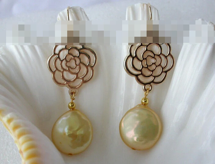 

hot sell new - 1635 baroque gold freshwater pearl dangle earrings