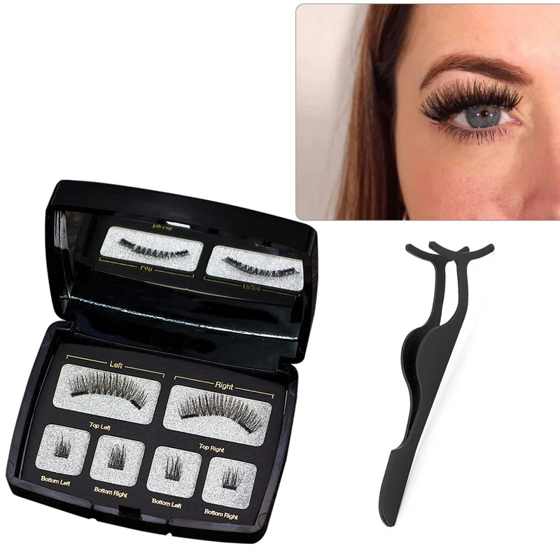 

3D False Reusable Magnet Fake Eyelashes Kit Makeup Tool With Eyelash Tweezers Magnetic False Eyelashes Set