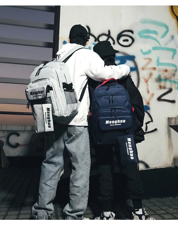 Menghuo 2PCS Mesh Pocket Backpack Purse Set New Girls Big Capacity School Bag Letters Travel Bag Men Rucksacks Mochilas Escolar_30_02