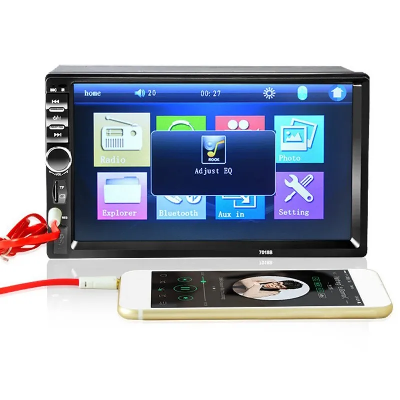 

7018B Car Audio 7 Inch 2 DIN Car Stereo Touch Screen Car Stereo Video FM Radio Car MP5 Player Support FM TF USB Camera