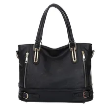 Женская сумка на плечо в стиле ретро, Европа, Америка, двойная молния, одноцветная, многофункциональная, вместительная, через плечо, сумки-мессенджеры# T2