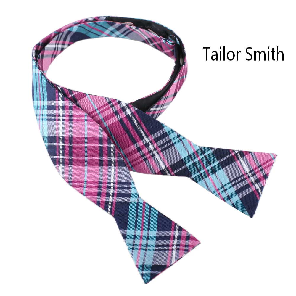 Tailor Smith 100% шелк Шелковый плетеный мужской шейный платок новый свежий голубой розовый плед мужской шейный платок Роскошные Hand Made Self-tied Bow Tie