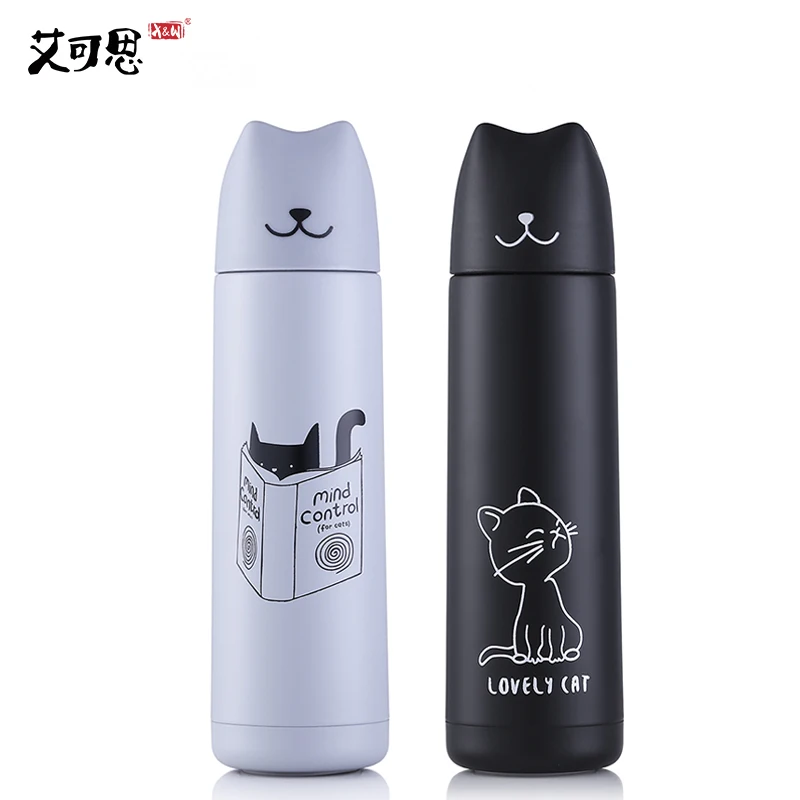 X&W 500ml Thermos Bottle 3D Cute Cat Vacuum Flask My Water Bottles