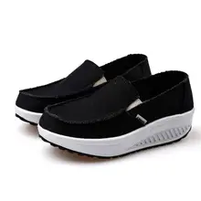 Женская парусиновая обувь, увеличивающая рост, на платформе, без шнуровки; мягкая дышащая обувь для фитнеса, прогулок, путешествий, танцев