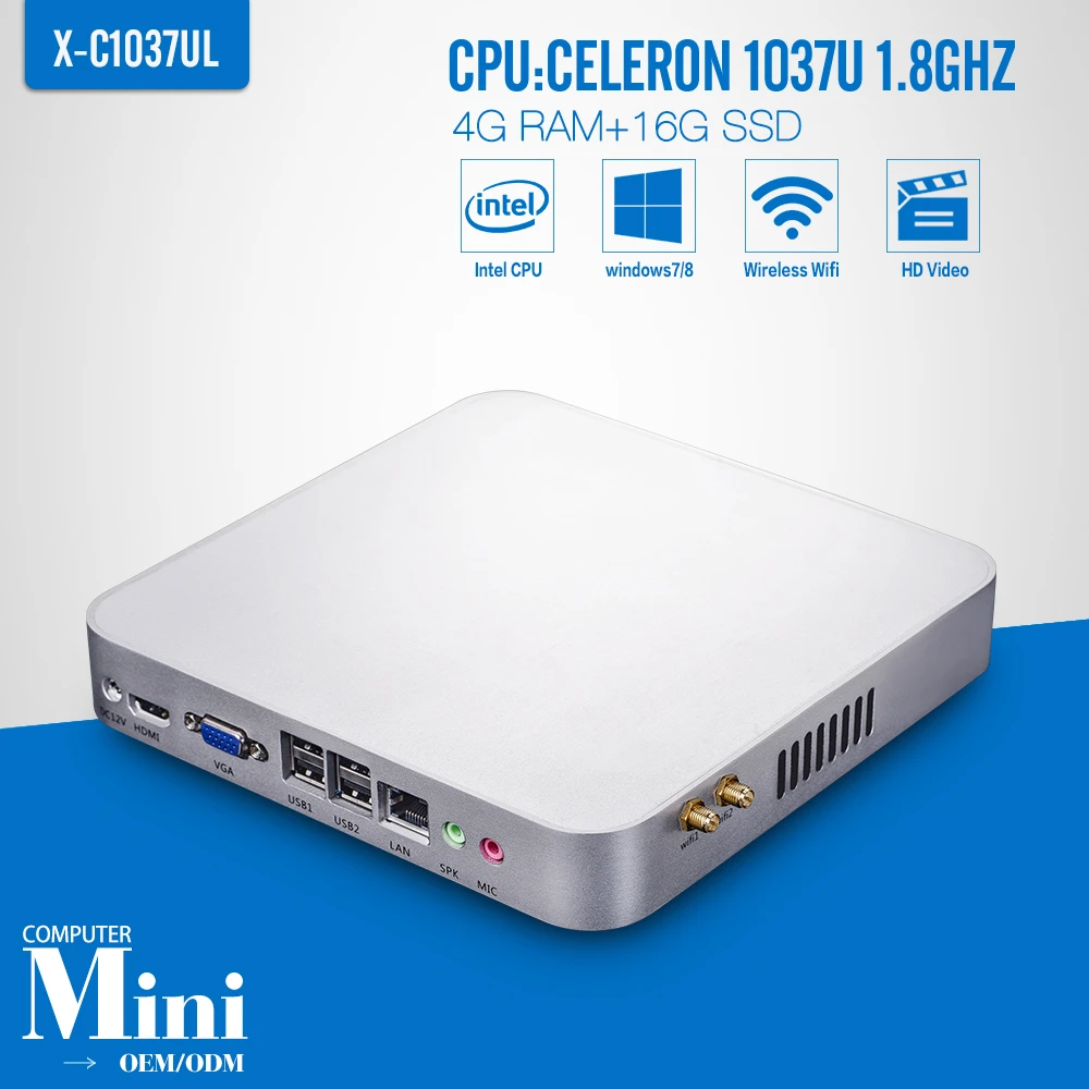 Mini computer Celeron C1037U 4GB RAM 16GB SSD WIFI Network Computer Thin Client Support Home Premium
