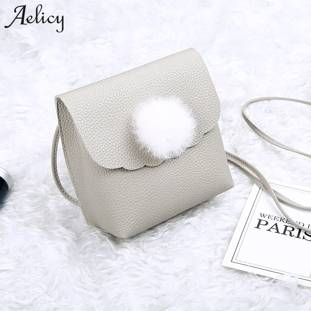 

Aelicy Fashion Fur Ball Women Crossbody Bag 2019 New Design Woman Designer Bags Luxury High Quality New Arrival Solid Flap Bag
