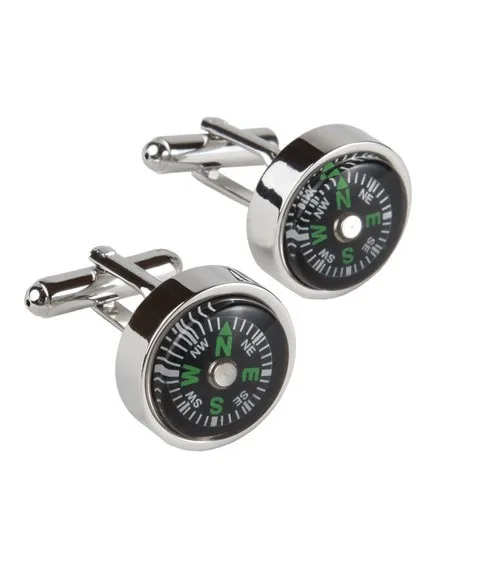 silver cufflinks 2 pcs  Stainless steel men's fashion compass cufflinks gold plated cufflinks