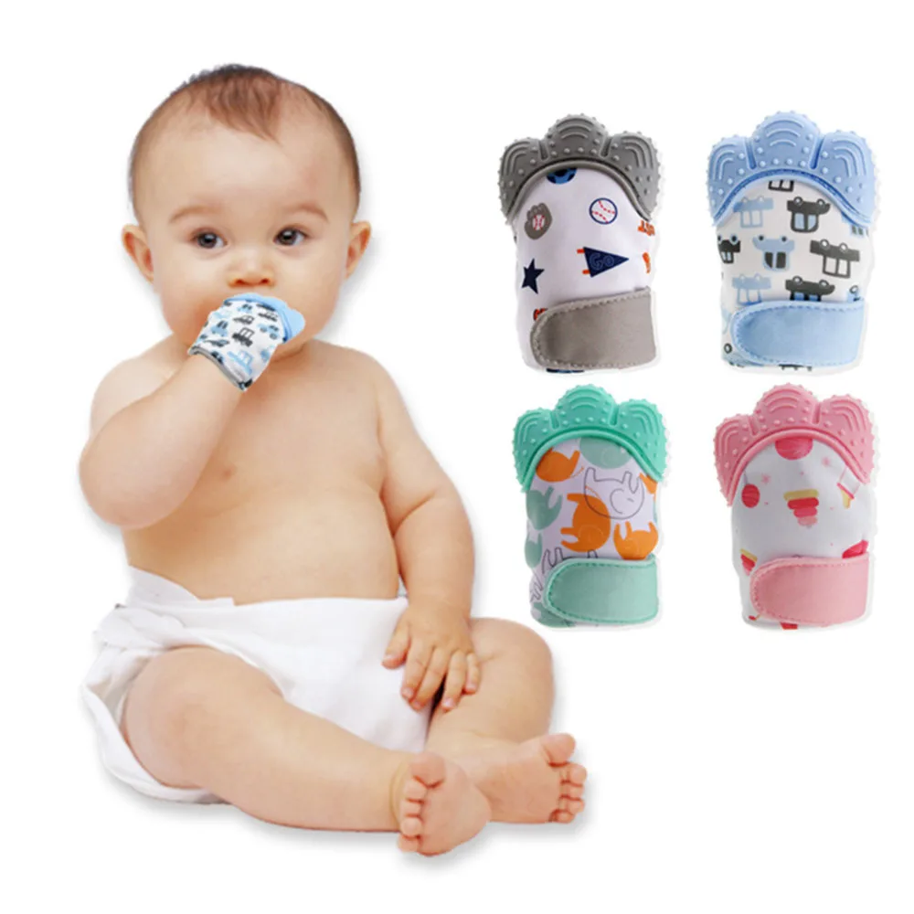 

Food Grade Silicone Baby Teether Glove Natural Thumb Sound Teething Chewable Nursing Bite Teething Mitt Oral Care