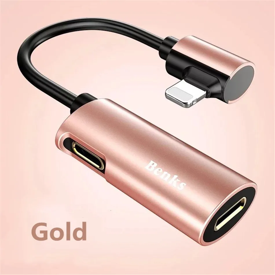 Benks Double Charging Lighting Hearphone Adapter 2 in 1 Fast Charge For Iphone Audio Adapter For iPhone X 7 8 Cable Converter (9)