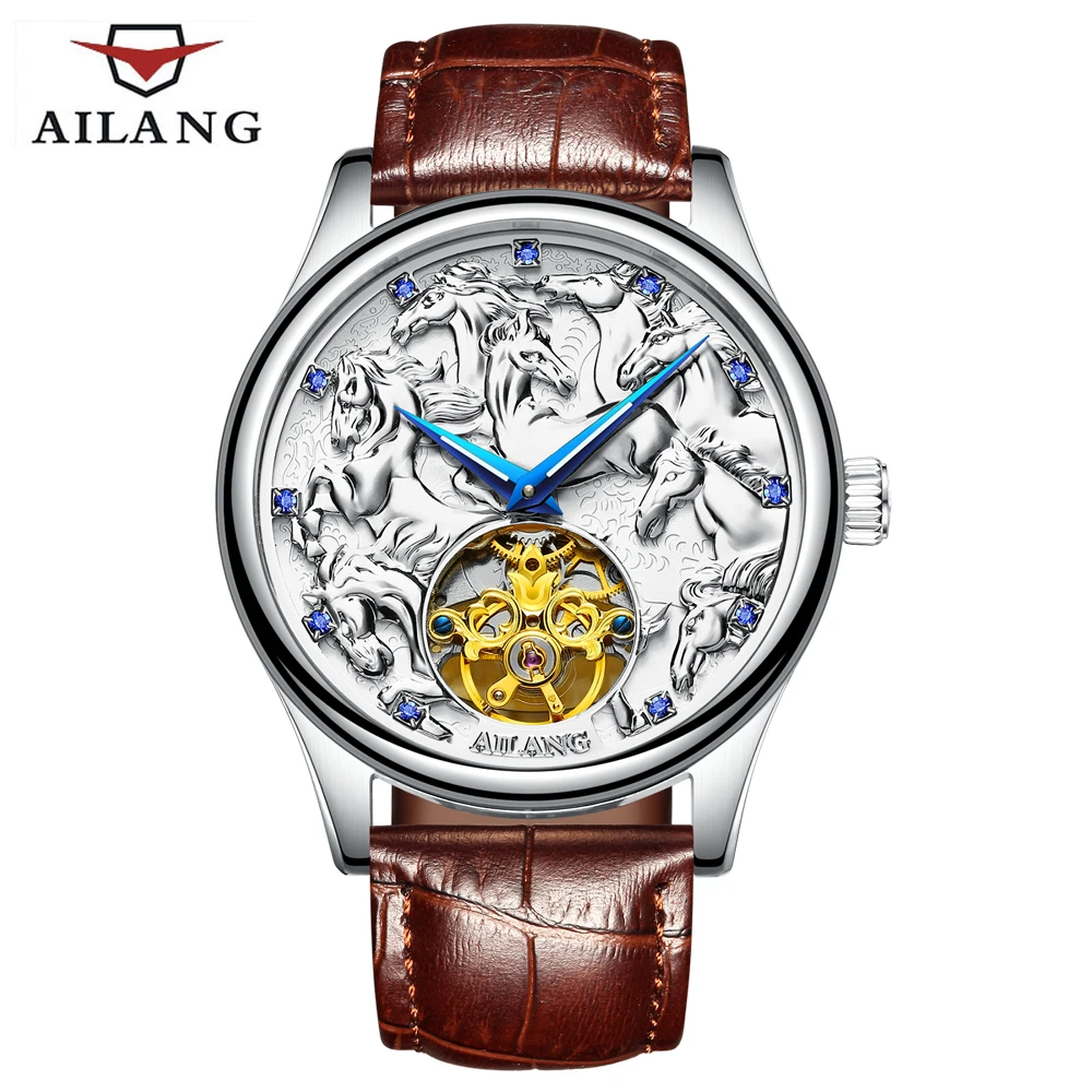 AILANG أعلى الرجال الفاخرة العلامة التجارية ووتش الذهب مطلي الميكانيكية والعتاد الساعات مكلفة جلدية حزام التنين الحصان الصينية نمط AILANG أعلى الرجال الفاخرة العلامة التجارية ووتش الذهب مطلي الميكانيكية والعتاد الساعات مكلفة جلدية حزام التنين الحصان الصينية نمط