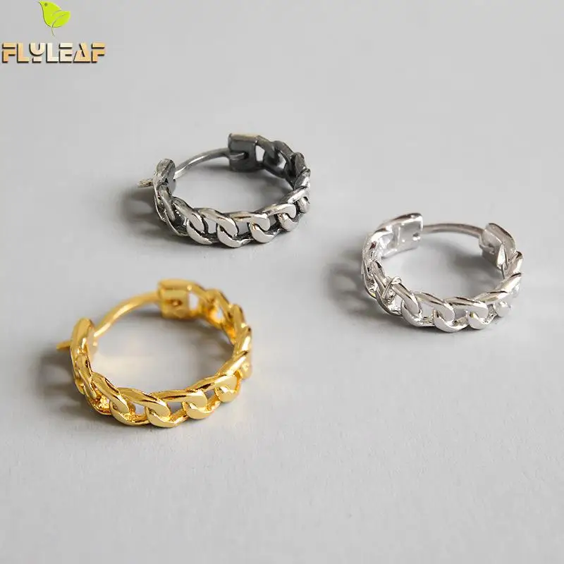 Форзац золотая цепочка круглые серьги-кольца для женщин тренд 925 пробы серебряные женские модные персонализированные ювелирные изделия