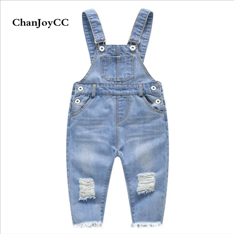 

Baby Broken Hole Pants Boys Girls Strap Clothing 2018 Spring Autumn New Fashion Kids High Quality Cave Jeans Children Clothing