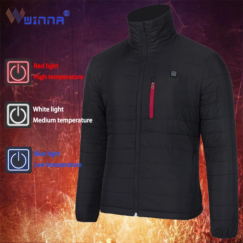 

Black Electric Heating Cotton Clothes with Battery Winter Outdoor Sports Keep Warm Jacket Unisex Thicken Thermal Coats Parkas