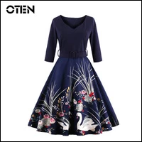 4XL-Spring-Summer-50s60-Skull-Dress-Vestidos-De-Festa-Women-Casual-Print-Swing-Dress-Formal-Vintage