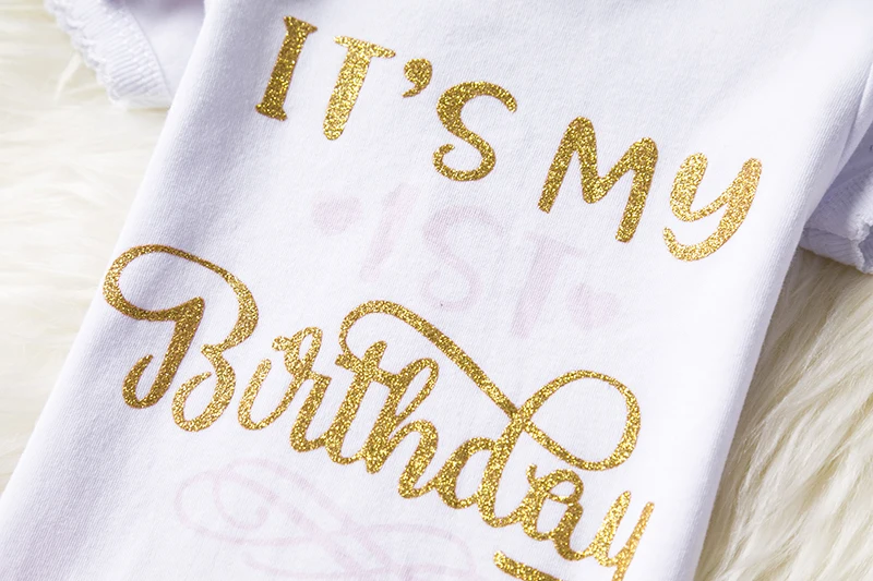 С надписью «It's My 2nd для девочек детское платье для дня рождения костюм для Cake Smash модельные туфли золотистого цвета для малышей, платье для крестин; платье для новорожденных, 1 год, платье-пачка