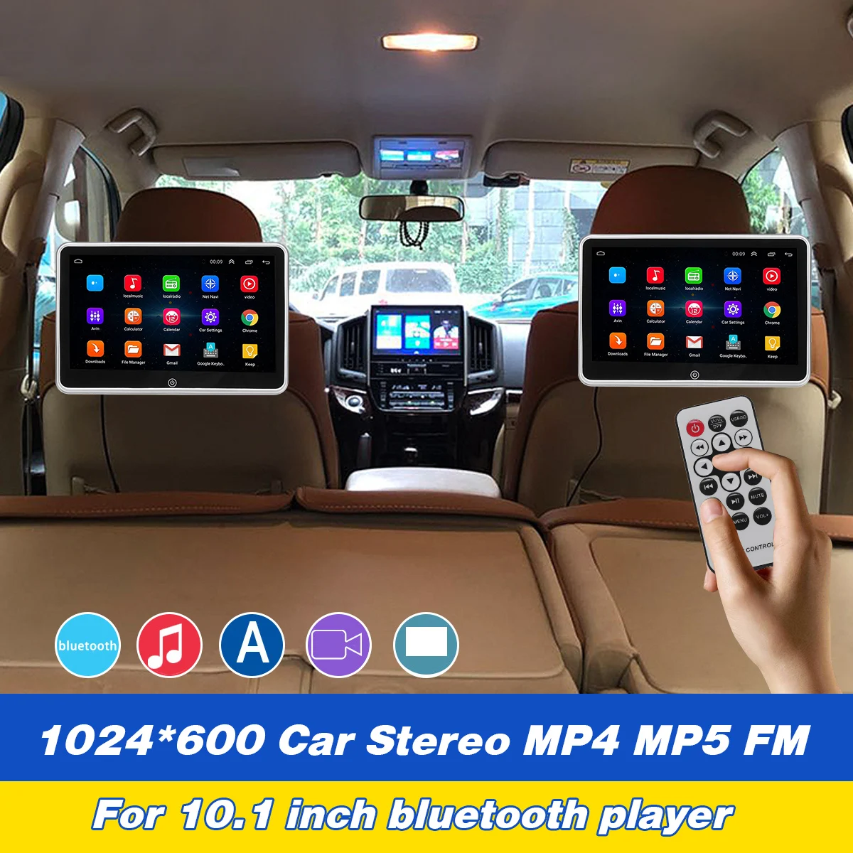 

For 10.1 Inch Headrest Audio Video Player 1024*600 Car Stereo MP4 MP5 FM Rear-Seat Entertainment player With Remote Control