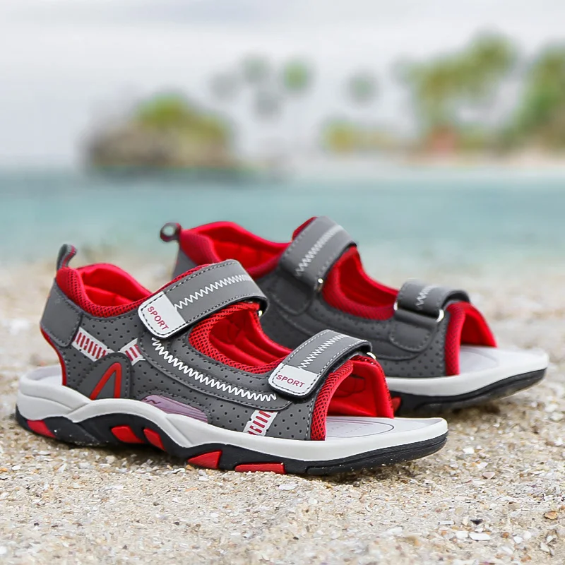 Детская пляжная обувь летние новые детские сандалии кожаная одежда детская повседневная обувь на плоской подошве Топ Ботинки для мальчика
