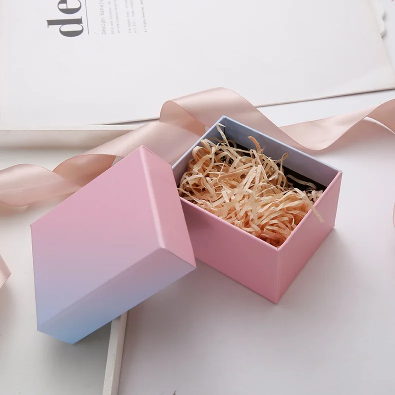 

10 Pieces Lot Wholesale Colorful Rainbow Kraft Paper Jewelry Box with Raffia Bracelets Bangles Watch Gift Box Dropshipping